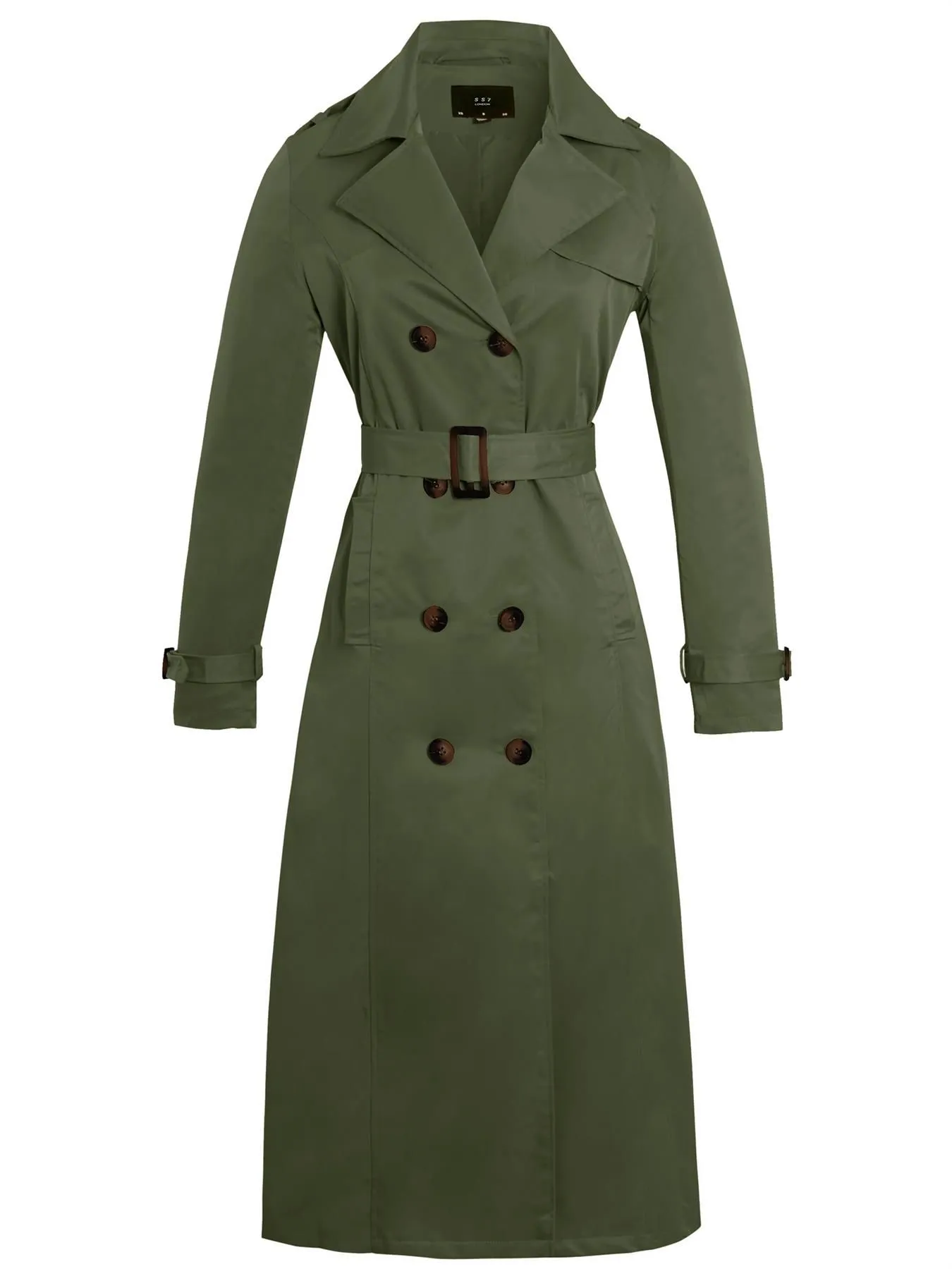 Womens Maxi Trench Coat, Black, Stone, Khaki, UK Sizes 8 to 16