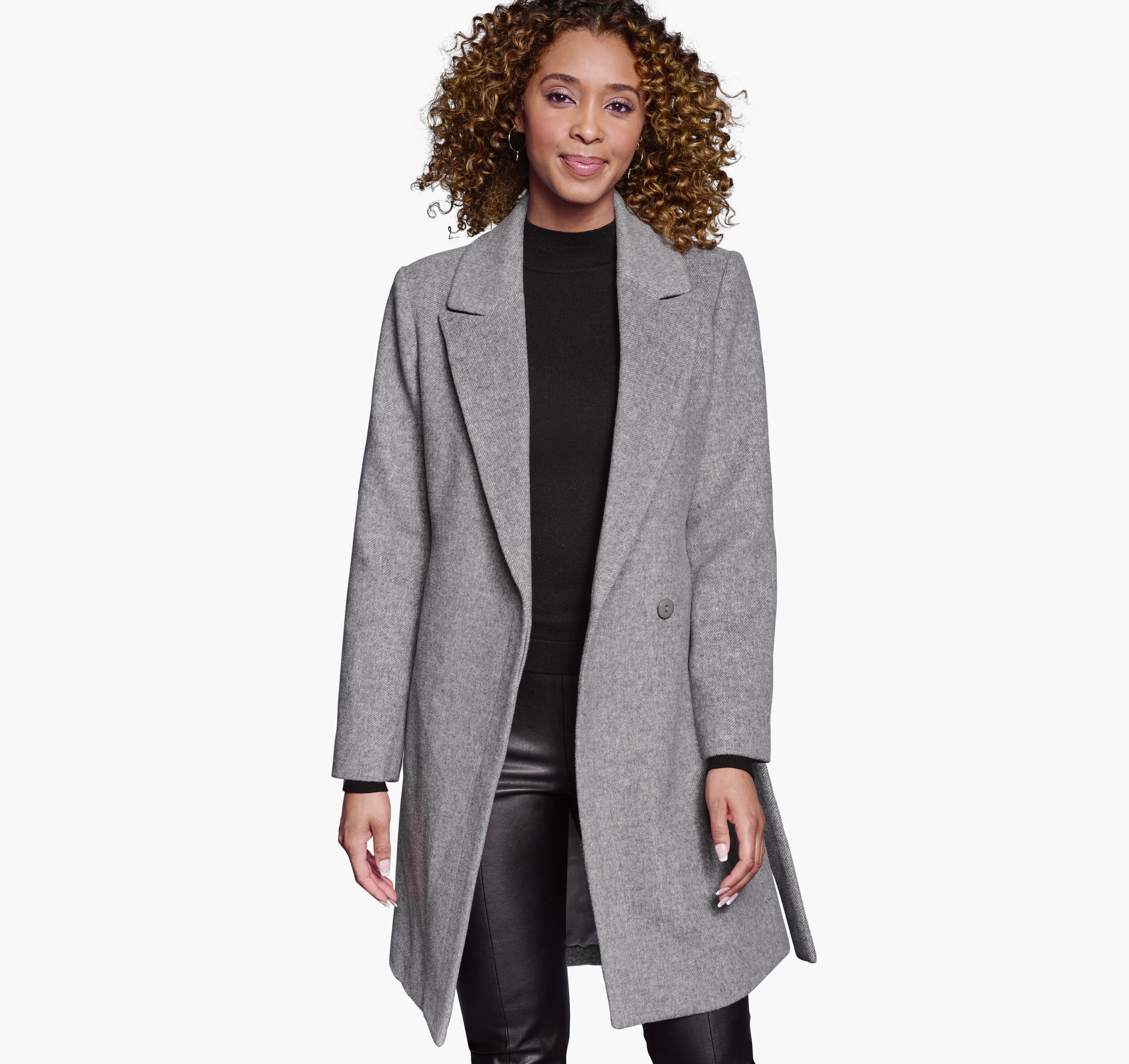 Wool-Blend Coat with Removable Knit Collar