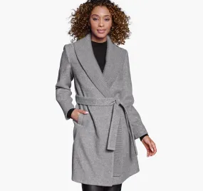 Wool-Blend Coat with Removable Knit Collar