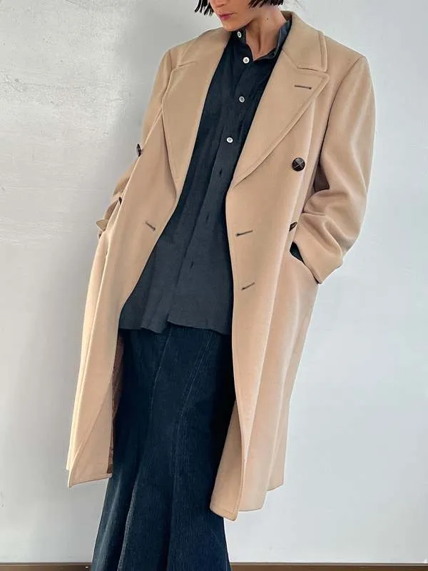 Wool CD Double Breasted Trench - Tan