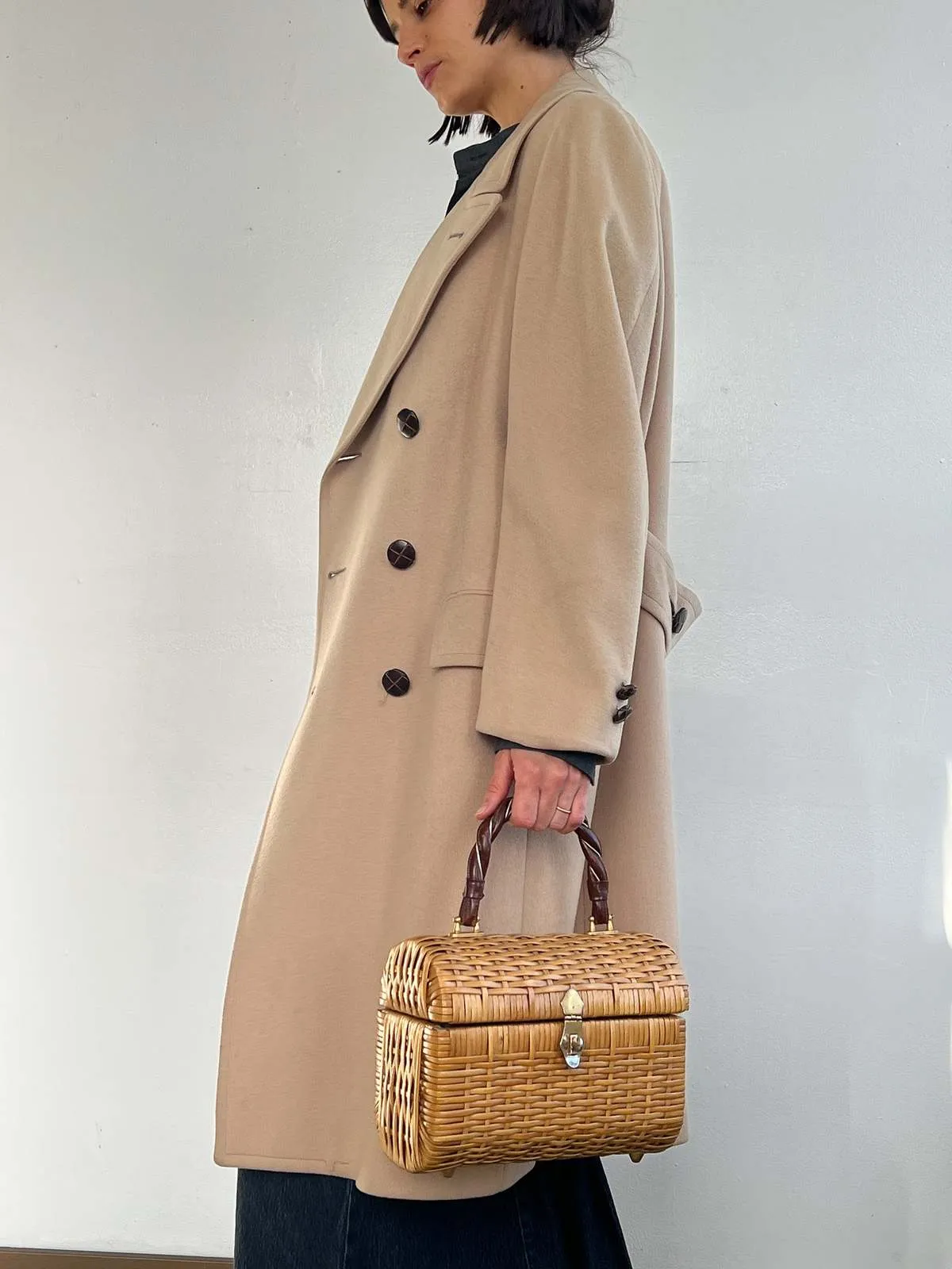 Wool CD Double Breasted Trench - Tan