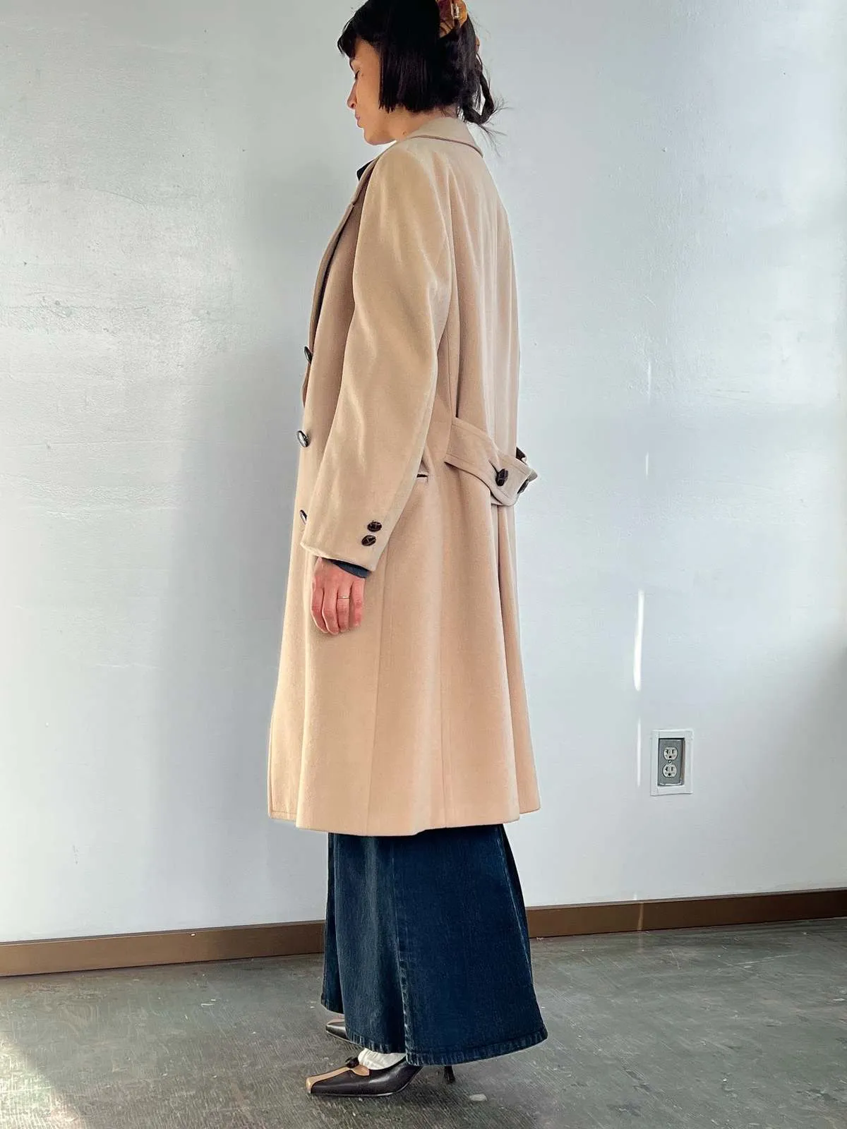 Wool CD Double Breasted Trench - Tan