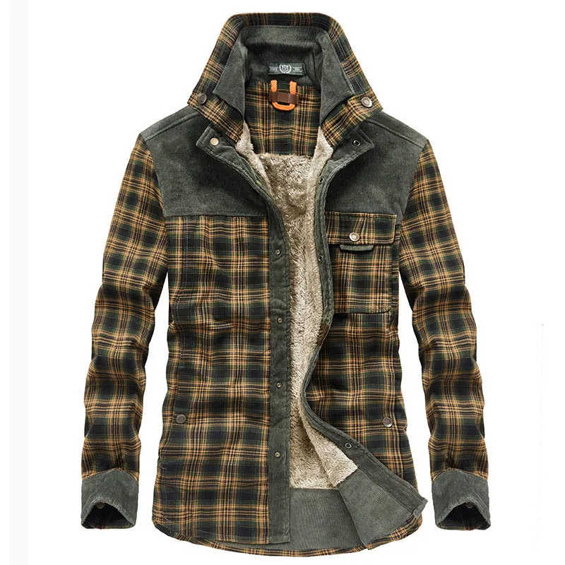 Xituodai 2022 Explosive New Brand Men's Winter Plaid Jackets Thick Cotton   Warm Long-sleeved Coats Clothing Europeam American J