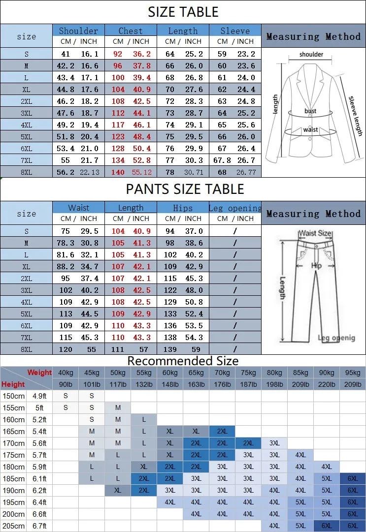 Xituodai 8XL (Jacket+Vest+Pants) Mens Wedding Suits Solid Color Lapel 2Button Business Suits Tuxedo 3 Pcs Coats Groom Terno Suit