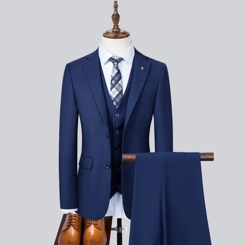 Xituodai 8XL (Jacket+Vest+Pants) Mens Wedding Suits Solid Color Lapel 2Button Business Suits Tuxedo 3 Pcs Coats Groom Terno Suit