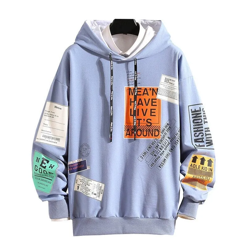 Xituodai Harajuku Print Hoodies Sweatshirt Men's Korean Hoodie Spring Autumn Fashion Mens Clothes Hip Hop Casual Hooded Streetwe