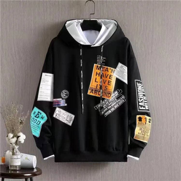 Xituodai Harajuku Print Hoodies Sweatshirt Men's Korean Hoodie Spring Autumn Fashion Mens Clothes Hip Hop Casual Hooded Streetwe