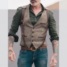 Xituodai LINHUA Sleeveless Men Vest Retro Waistcoat Men's Coats Man Coat Male Clothes Jackets Clothing Tactical Padded Mens Vest