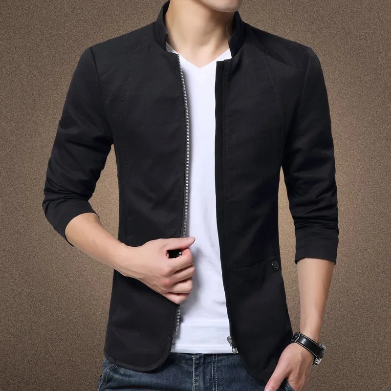 Xituodai Mens Jacket Fashion Standing Collar Jacket Coats Men Slim Fit Business Casual Male Jackets Men Clothing Plus Size M-5XL