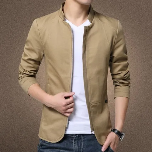 Xituodai Mens Jacket Fashion Standing Collar Jacket Coats Men Slim Fit Business Casual Male Jackets Men Clothing Plus Size M-5XL